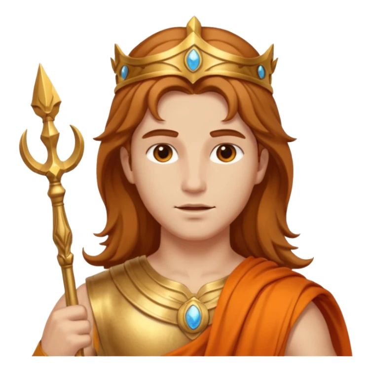 Mercury, Message God from Rome Mythology with long light brown hair , orange and gold outfit, sticker