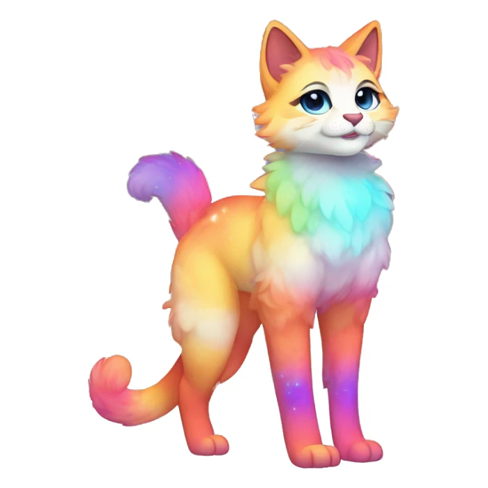 Colorful gradient-Sparkle-feline-nebula-fursona anthropomorphic furry full body sticker