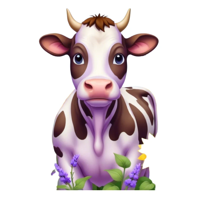cow sunflowers baby blue lavender purple sticker