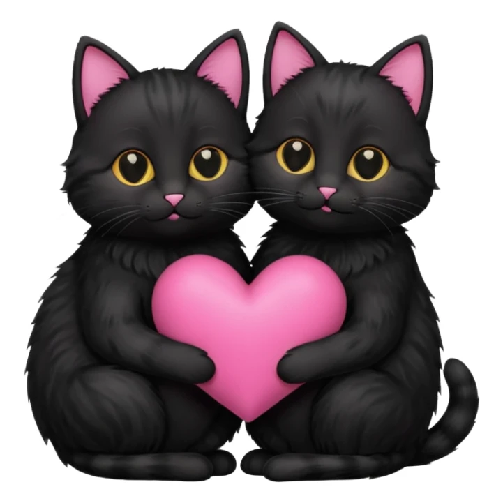 two black cats love, pink heart sticker