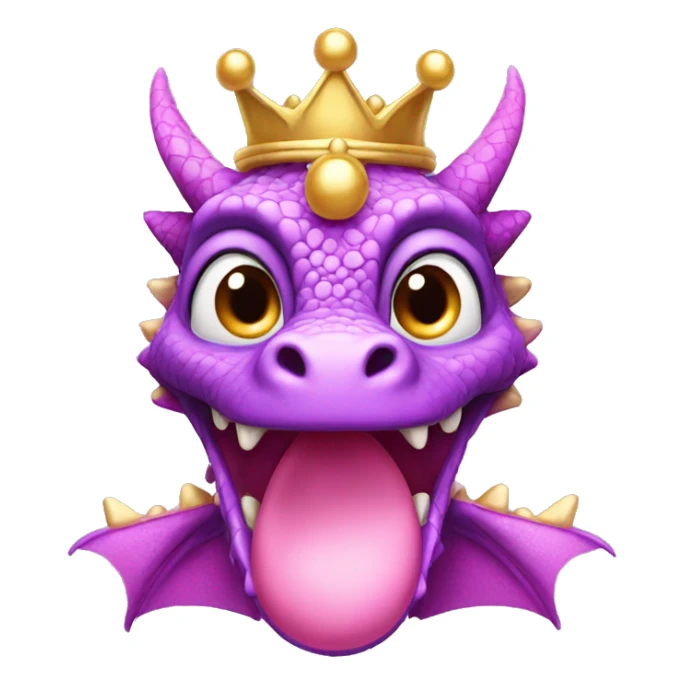 Pink-violet dragon with gold crown and pink bubbles  sticker