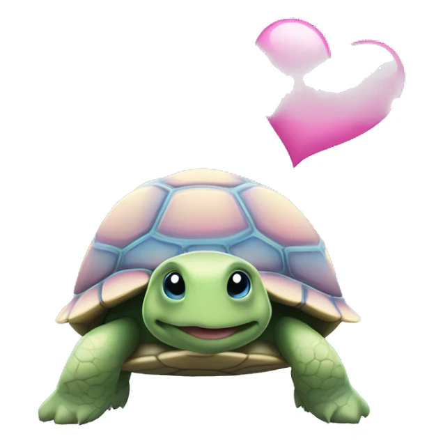 A turtle with light blue and pink hearts above its head. sticker
