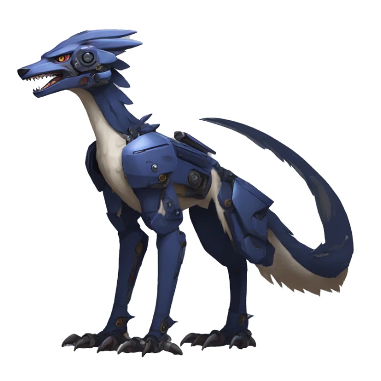 Anthro Futuristic Mechanical Sergal-raptor-nargacuga-vernid sticker