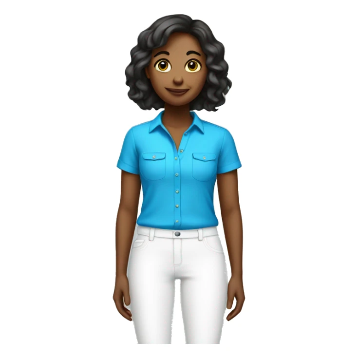 Bright blue shirt and white pants on girl sticker