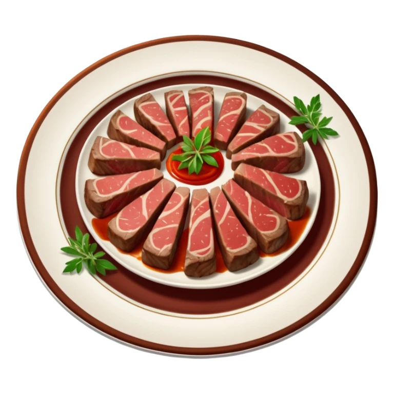 Rare steak slices on fancy plate sticker