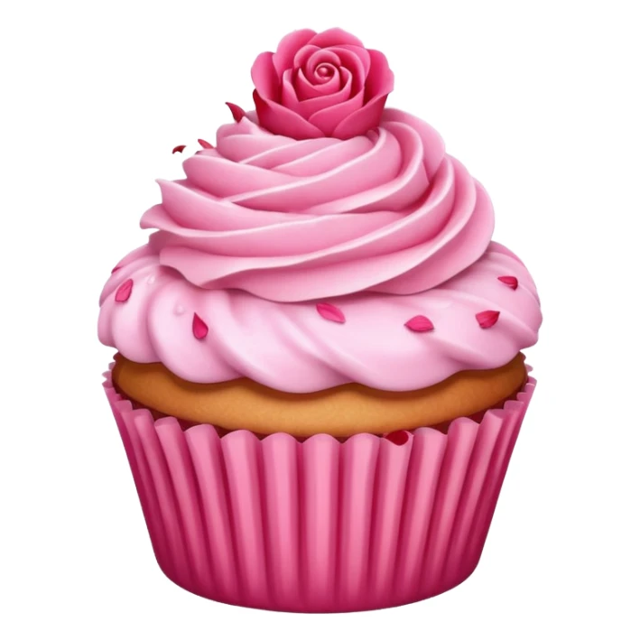 Pink cupcake with rose petal pieces  sticker