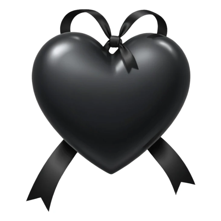 black heart with a small black ribbon tied in a bow sticker