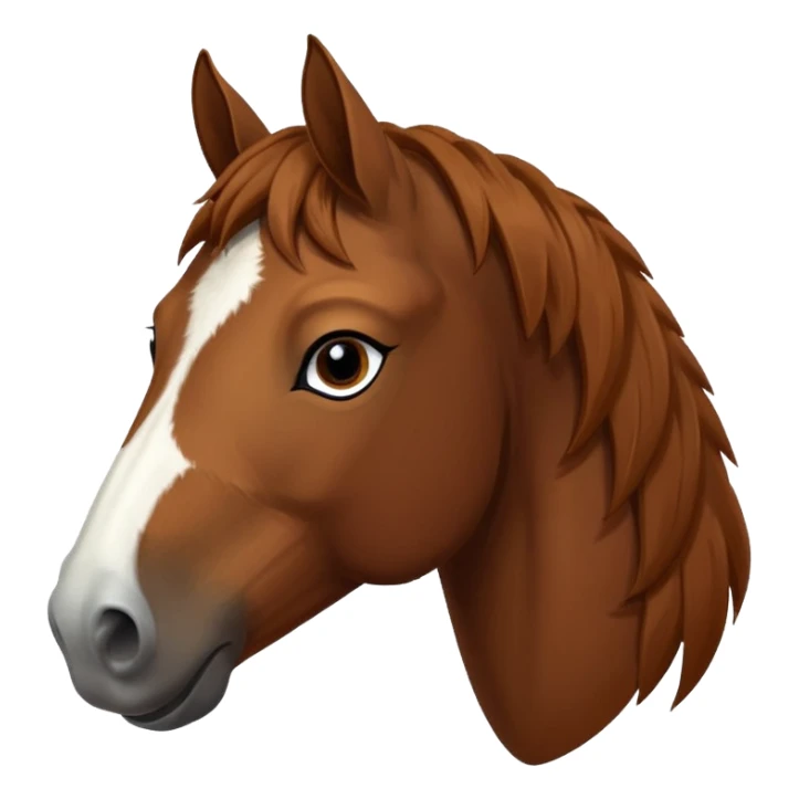 Head of a sorrel horse with a wide white blaze from his forehead, under his forelock, running down his face and under his muzzle, facing forward. sticker