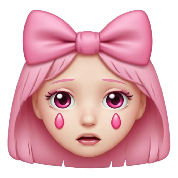 heart eyes emoji but crying pink bow tears sticker