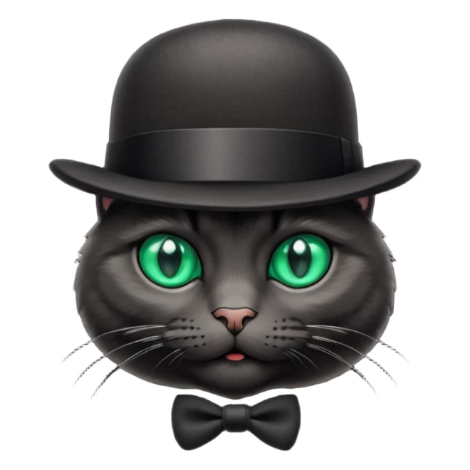 animal : chat noir avec chapeau melon sticker