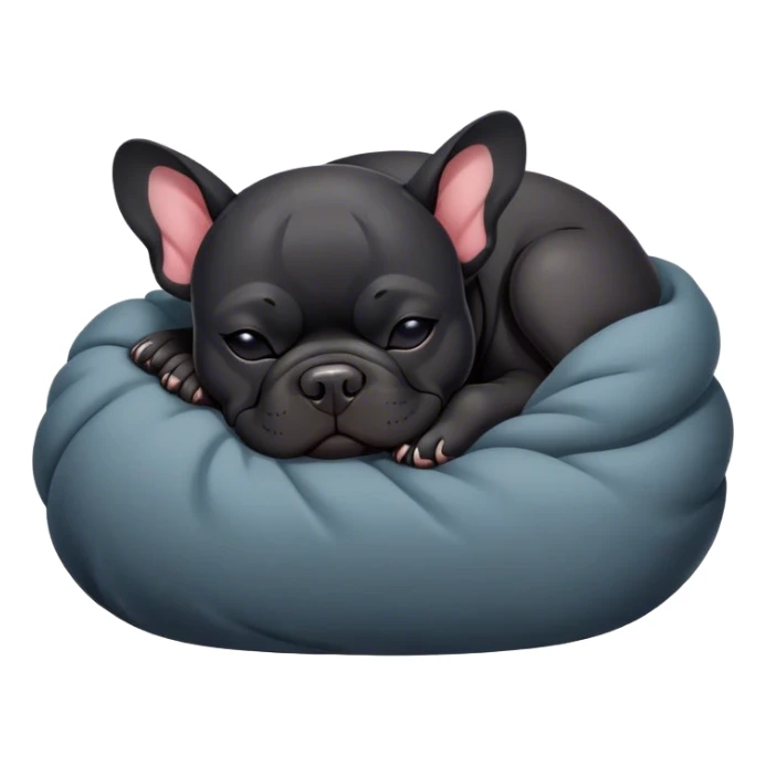 Black french bull dog curled up sleeping sticker