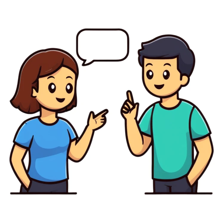 young man and woman talking sticker