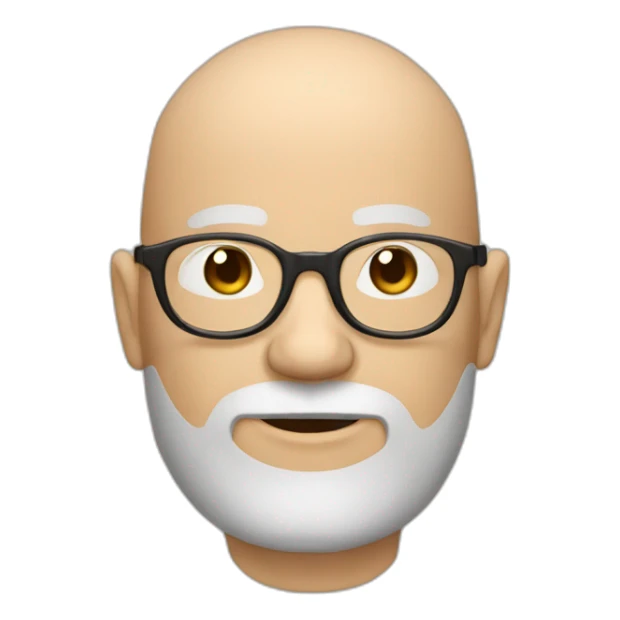 Round pale face Bald man with brown beard and glasses sticker