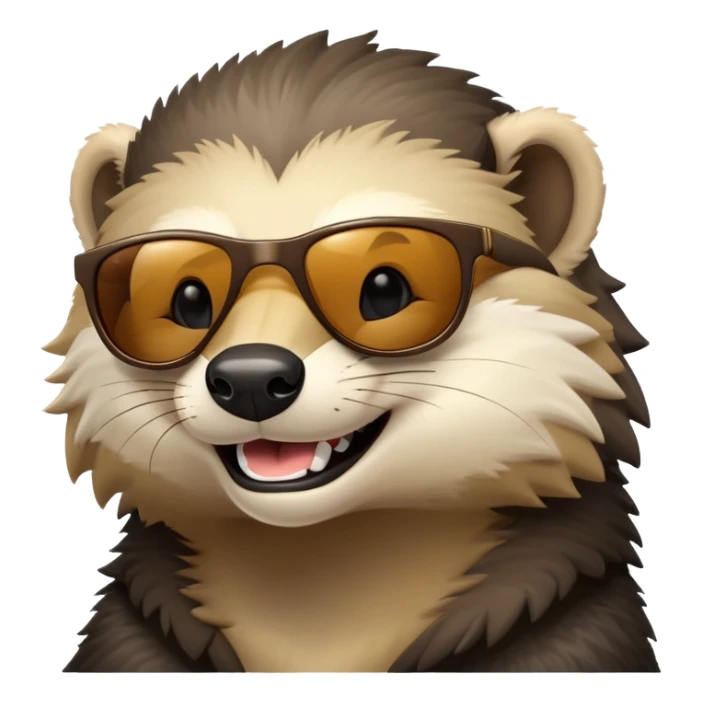 friendly anthropomorphised honey badger head wearing sunglasses sticker