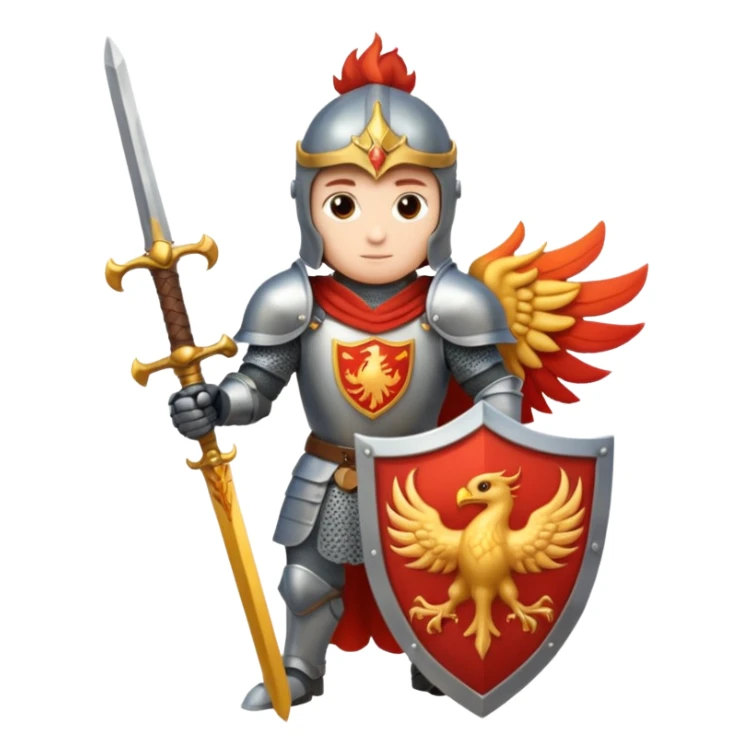 Knight with shield and sword.  Shield has a phoenix on it sticker