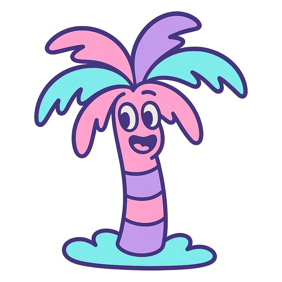 vaporwave style palm tree, pastel colors sticker