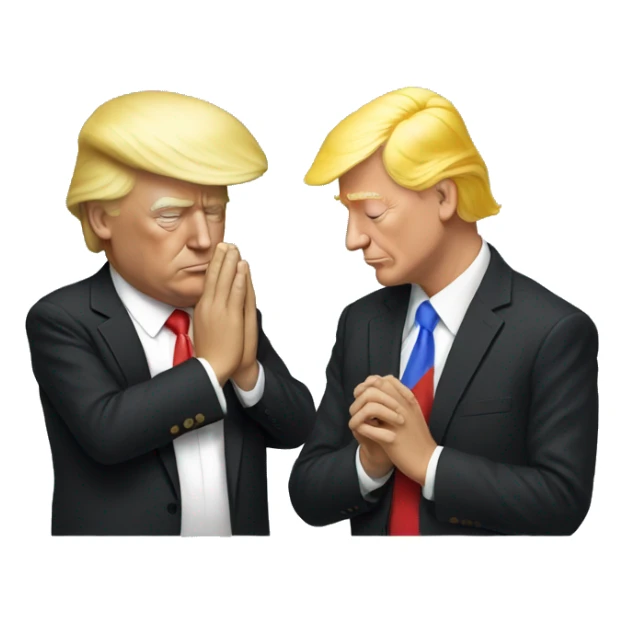 Donald trump praying with ethereum sticker