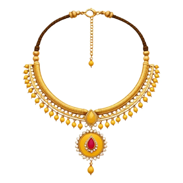 
Yellow thread necklace with two gold pendants, traditional Indian wedding thali sticker