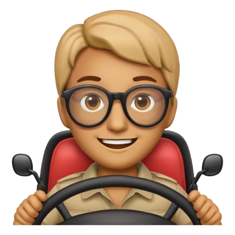 An emoji head with driving glasses, variation 6. sticker