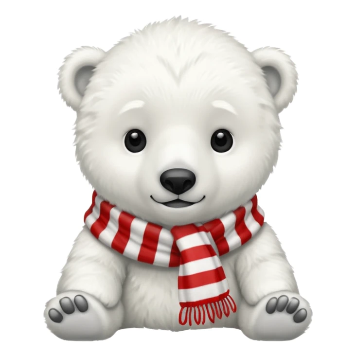baby polar bear with red stripes scarf  sticker