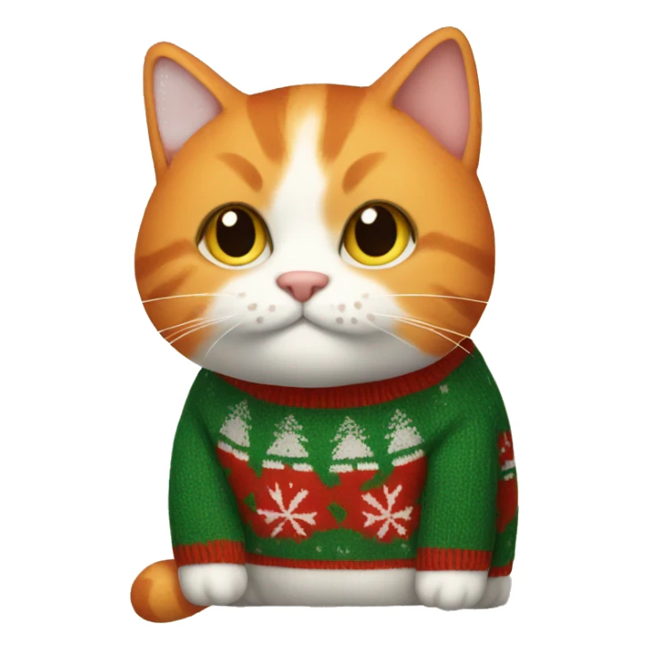 orange cat in a christmas sweater  sticker