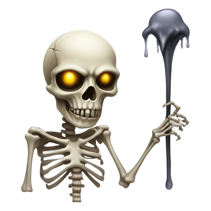 Skelton demon melting emoji sticker