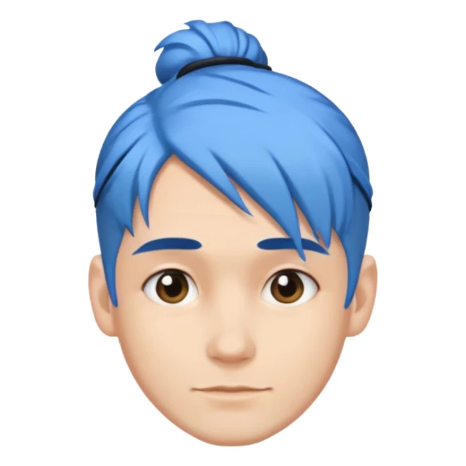 a man with blue one bun hair sticker