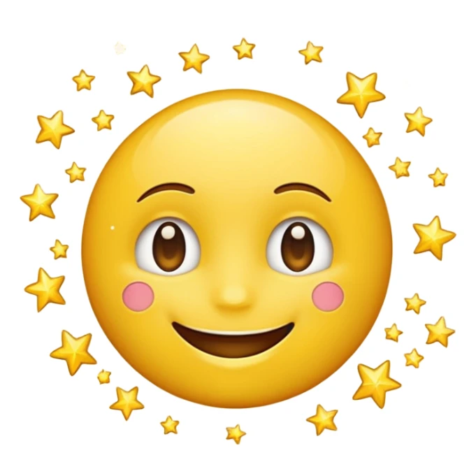 emoji face with small stars moving around it sticker