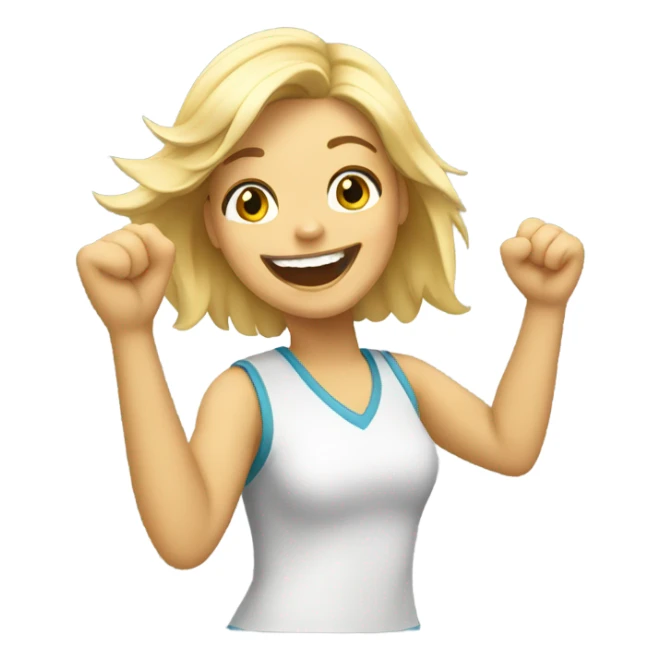 Blonde girl cheering her hero sticker