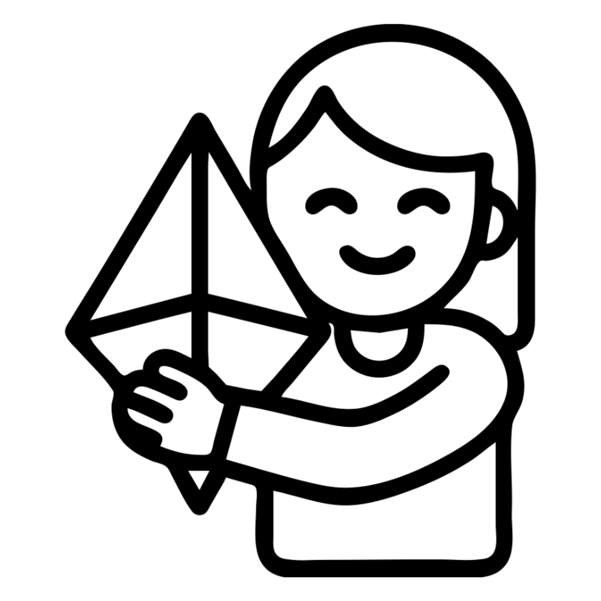 blond girl hugging a plumbob, icon style, simple, clean lines, minimal color, clear silhouette, suitable for app icon sticker