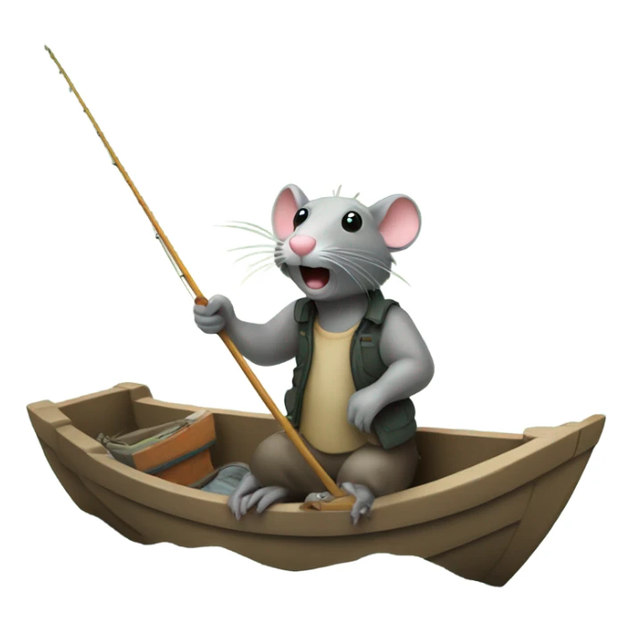 A rat on a boat in the river fishing  sticker