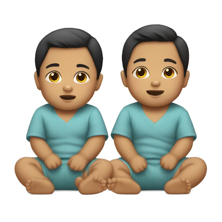 Twin half Asian half Mexican baby boys sitting  sticker
