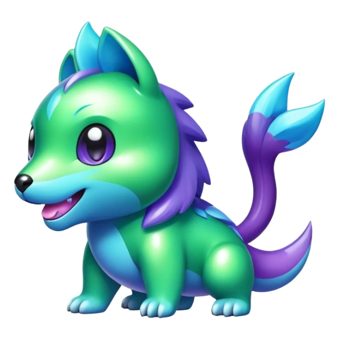 Shiny epic green blue and purple animal-fakemon sticker