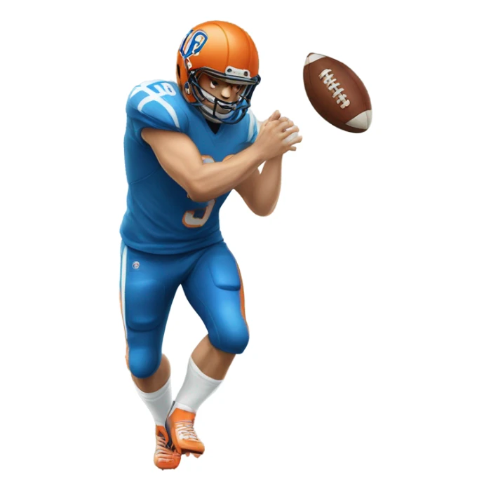 Caucasian man tight end wearing blue & orange #89 catching a football sticker