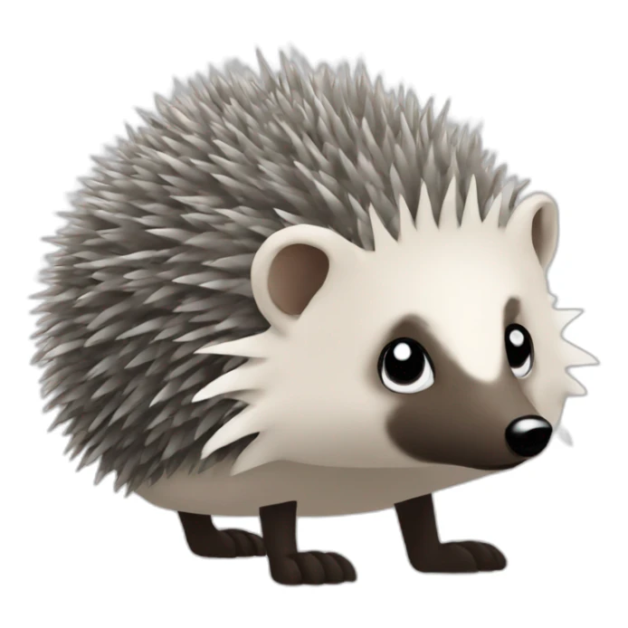 Hedgehog gray quills one black ear one white ear full body sticker