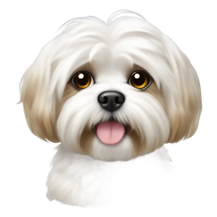 A white maltese / shitzoo dog with tan spots, curly fur  sticker