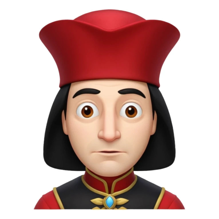 lord farquad avec un chapeau rouge plat sur le dessus sticker
