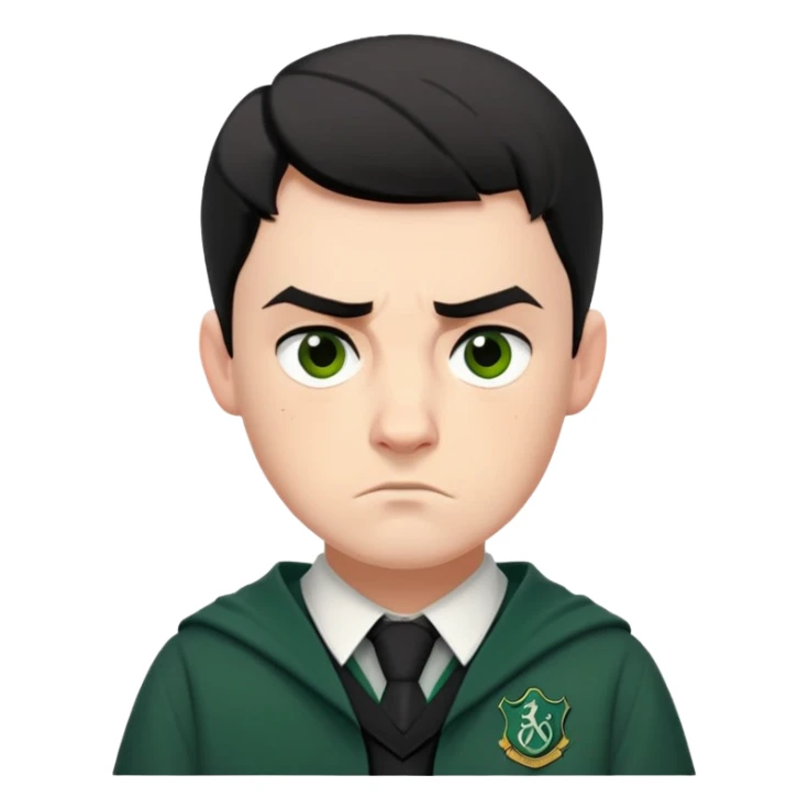 Jamie Yeates is Marcus Flint in harry potter, wear hogwarts slytherin uniform, short black hair, bulky face, often scowling or looking grumpy sticker
