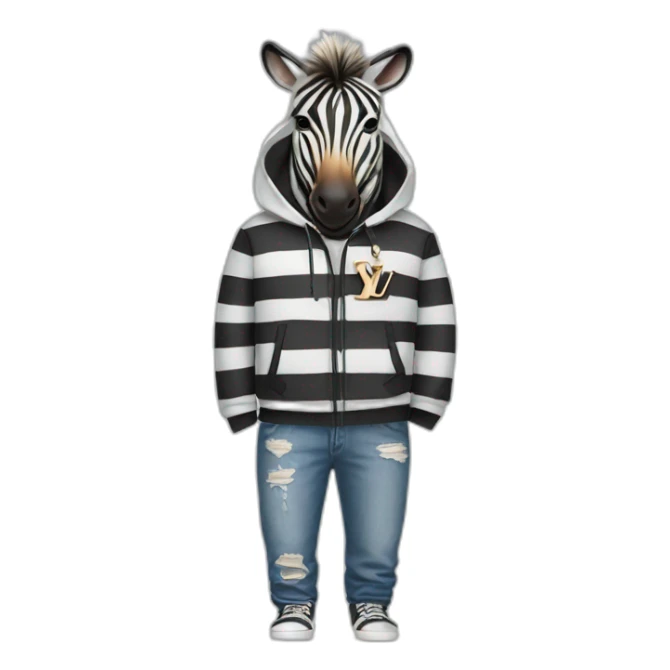zebra wearing Louis Vuitton hoodie sticker