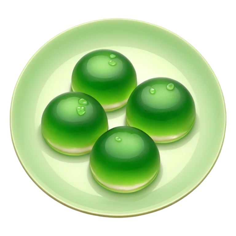 four green spherical warabi mochi on the plate sticker