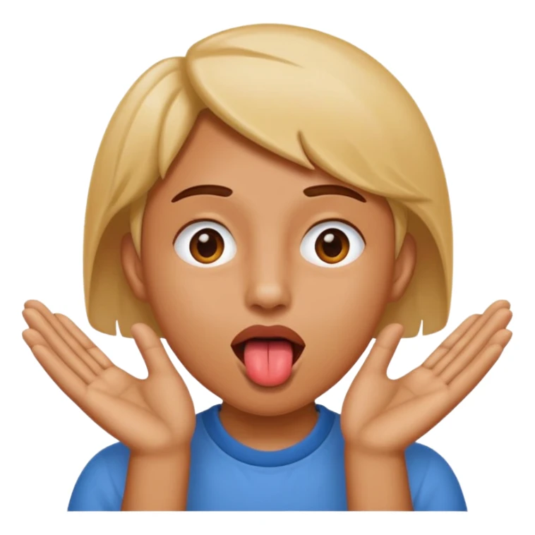 Tongue out with hands on the side of face sticker