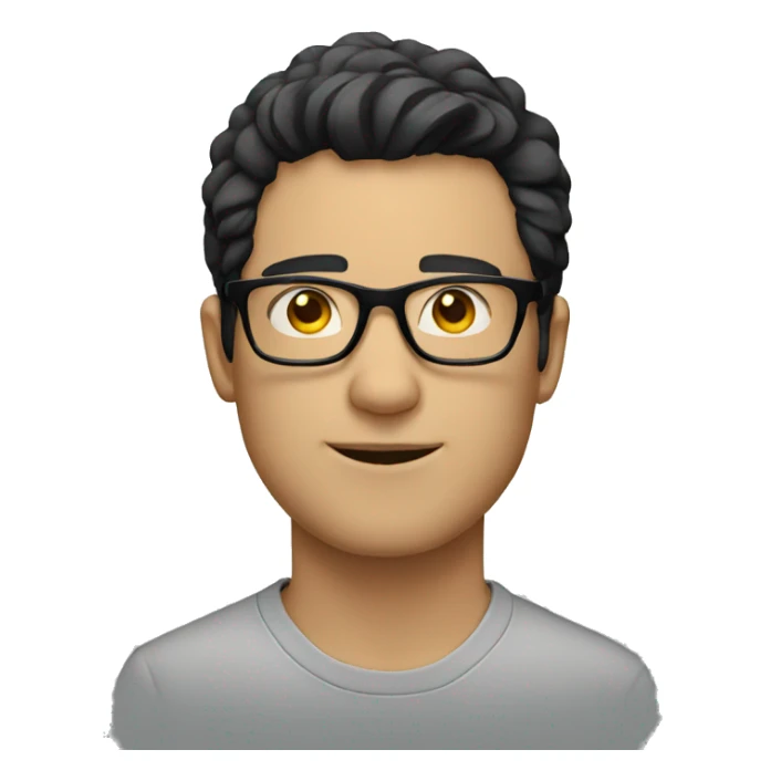 white man wearing glasses, black hair sticker