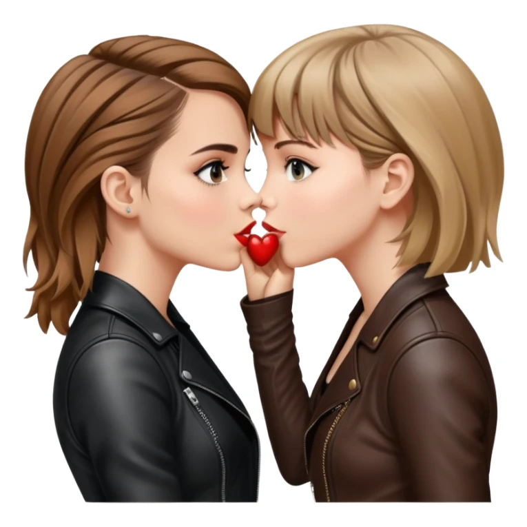 Emma Watson kissing Taylor Swift, both dressed in leather. sticker