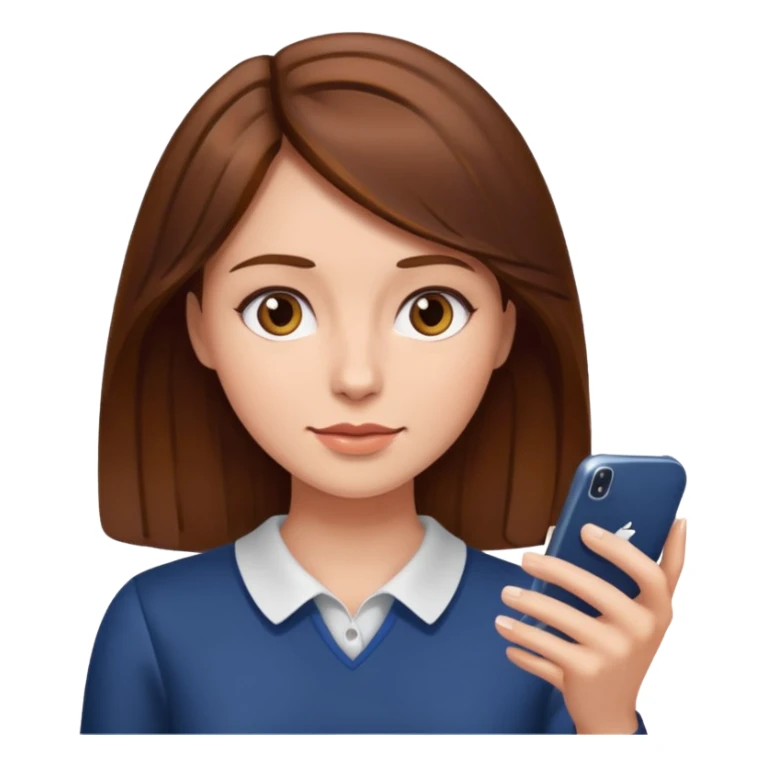 looking phone brown hair women sticker