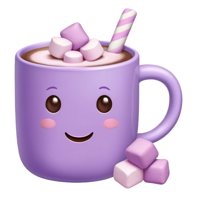pastel mug of hot chocolate with violet pastel marshmallows  sticker