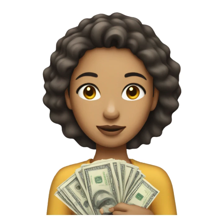 light skin girl holding money sticker