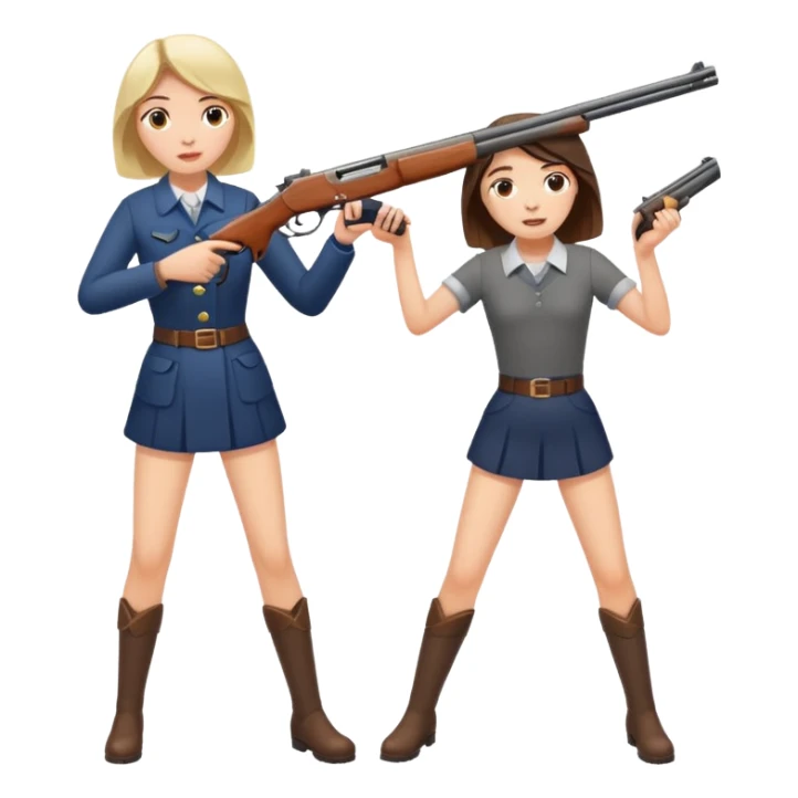 A girl shooting a man’s leg with a shotgun sticker