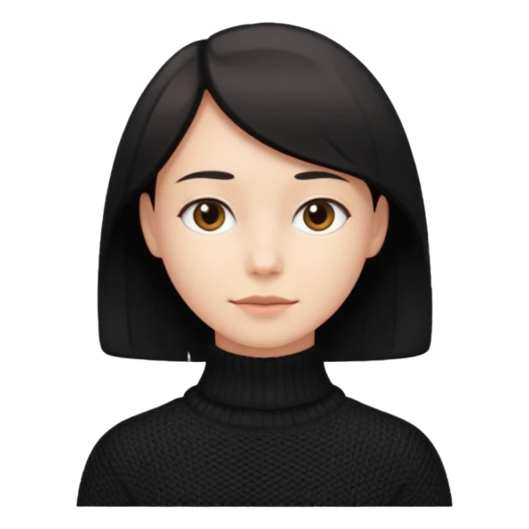 a neck-length black knitwear sticker