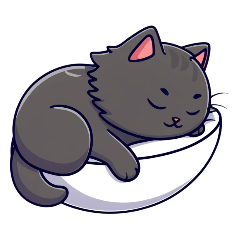 A fluffy cat sleeping in a cozy ball sticker