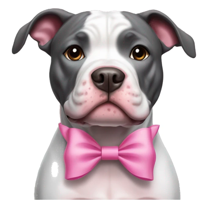 black and white pitbull with a pink bow sticker